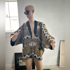 Reversible, Jacket, Throw, Cover, Button Front,Tribal, Africana, Wrap, Cape,